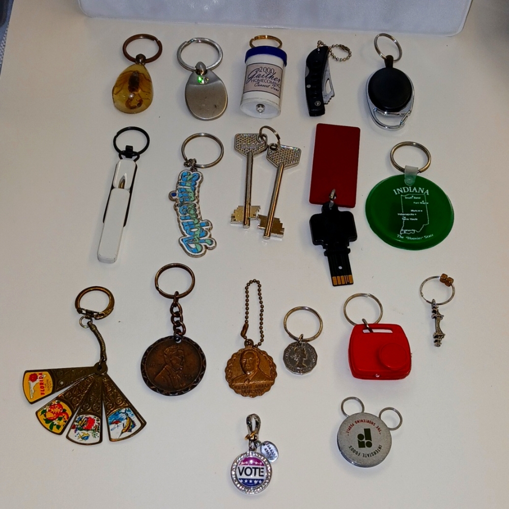 Vintage lot of 18 keychains